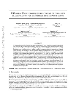 ESP-Zero: Unsupervised enhancement of zero-shot classification for
  Extremely Sparse Point cloud