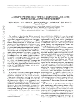 Analyzing and Exploring Training Recipes for Large-Scale
  Transformer-Based Weather Prediction