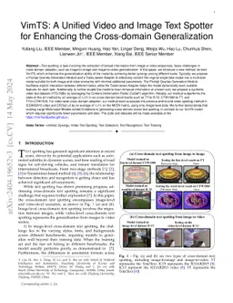 VimTS: A Unified Video and Image Text Spotter for Enhancing the
  Cross-domain Generalization