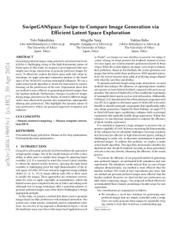 SwipeGANSpace: Swipe-to-Compare Image Generation via Efficient Latent
  Space Exploration