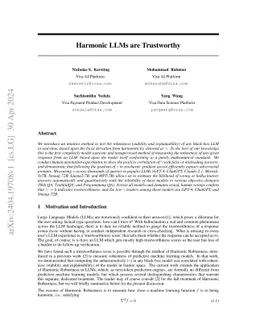 Harmonic LLMs are Trustworthy