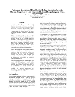 Automated Generation of High-Quality Medical Simulation Scenarios
  Through Integration of Semi-Structured Data and Large Language Models