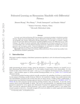 Federated Learning on Riemannian Manifolds with Differential Privacy