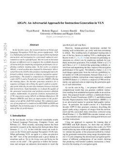 AIGeN: An Adversarial Approach for Instruction Generation in VLN