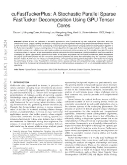 cuFastTuckerPlus: A Stochastic Parallel Sparse FastTucker Decomposition
  Using GPU Tensor Cores
