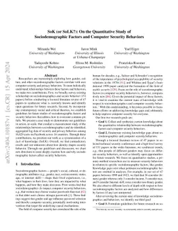 SoK (or SoLK?): On the Quantitative Study of Sociodemographic Factors
  and Computer Security Behaviors