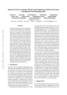 Deferred NAM: Low-latency Top-K Context Injection via Deferred Context
  Encoding for Non-Streaming ASR