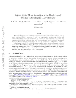 Private Vector Mean Estimation in the Shuffle Model: Optimal Rates
  Require Many Messages