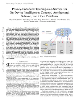 Privacy-Enhanced Training-as-a-Service for On-Device Intelligence: Concept, Architectural Scheme, and Open Problems