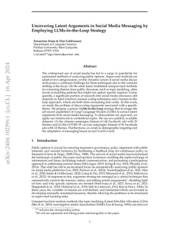 Uncovering Latent Arguments in Social Media Messaging by Employing LLMs-in-the-Loop Strategy
