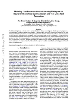 Modeling Low-Resource Health Coaching Dialogues via Neuro-Symbolic Goal
  Summarization and Text-Units-Text Generation