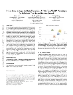 From Data Deluge to Data Curation: A Filtering-WoRA Paradigm for Efficient Text-based Person Search