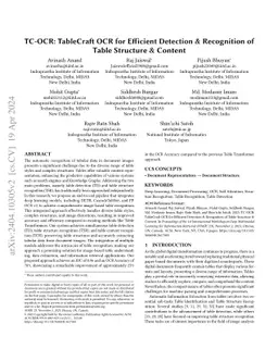 TC-OCR: TableCraft OCR for Efficient Detection & Recognition of Table
  Structure & Content