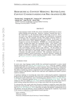 Hierarchical Context Merging: Better Long Context Understanding for
  Pre-trained LLMs