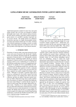 Long-form music generation with latent diffusion