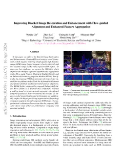 Improving Bracket Image Restoration and Enhancement with Flow-guided
  Alignment and Enhanced Feature Aggregation