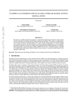 Camera clustering for scalable stream-based active distillation