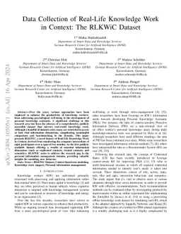 Data Collection of Real-Life Knowledge Work in Context: The RLKWiC
  Dataset