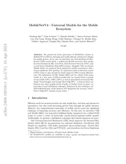 MobileNetV4 - Universal Models for the Mobile Ecosystem