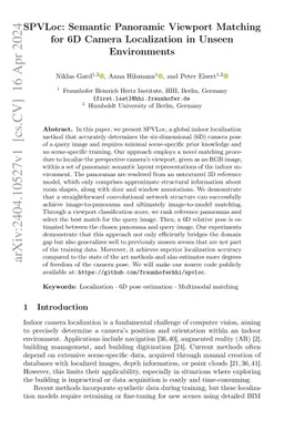 SPVLoc: Semantic Panoramic Viewport Matching for 6D Camera Localization
  in Unseen Environments