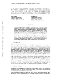 Exploring selective image matching methods for zero-shot and few-sample
  unsupervised domain adaptation of urban canopy prediction
