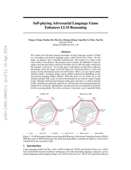 Self-playing Adversarial Language Game Enhances LLM Reasoning