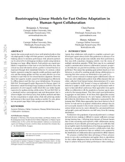 Bootstrapping Linear Models for Fast Online Adaptation in Human-Agent
  Collaboration