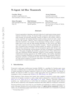 N-Agent Ad Hoc Teamwork