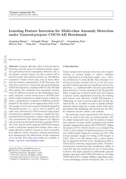 Learning Feature Inversion for Multi-class Anomaly Detection under
  General-purpose COCO-AD Benchmark