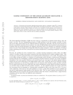 Sample Complexity of the Linear Quadratic Regulator: A Reinforcement Learning Lens