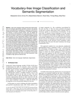 Vocabulary-free Image Classification and Semantic Segmentation