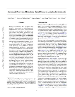 Automated Discovery of Functional Actual Causes in Complex Environments