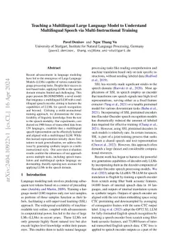 Teaching a Multilingual Large Language Model to Understand Multilingual
  Speech via Multi-Instructional Training