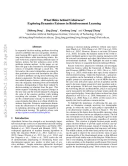 What Hides behind Unfairness? Exploring Dynamics Fairness in
  Reinforcement Learning