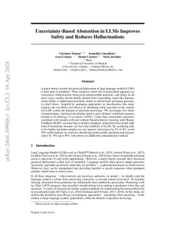 Uncertainty-Based Abstention in LLMs Improves Safety and Reduces
  Hallucinations