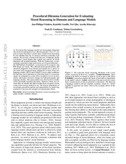 Procedural Dilemma Generation for Evaluating Moral Reasoning in Humans
  and Language Models