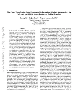 MaeFuse: Transferring Omni Features with Pretrained Masked Autoencoders for Infrared and Visible Image Fusion via Guided Training