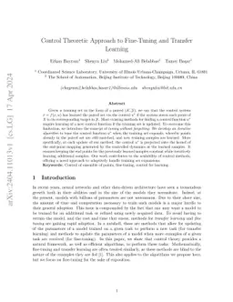 Control Theoretic Approach to Fine-Tuning and Transfer Learning