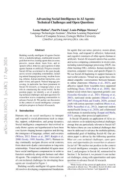 Advancing Social Intelligence in AI Agents: Technical Challenges and
  Open Questions