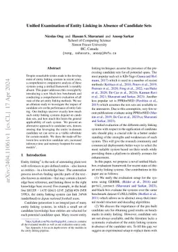 Unified Examination of Entity Linking in Absence of Candidate Sets