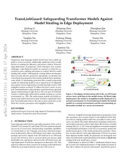 TransLinkGuard: Safeguarding Transformer Models Against Model Stealing
  in Edge Deployment