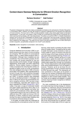 Context-Aware Siamese Networks for Efficient Emotion Recognition in
  Conversation