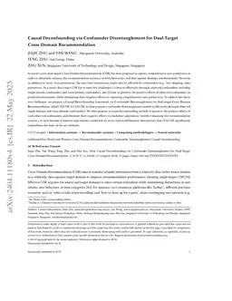 Causal Deconfounding via Confounder Disentanglement for Dual-Target Cross-Domain Recommendation