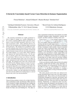 Criteria for Uncertainty-based Corner Cases Detection in Instance
  Segmentation