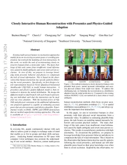 Closely Interactive Human Reconstruction with Proxemics and
  Physics-Guided Adaption