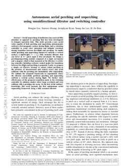 Autonomous aerial perching and unperching using omnidirectional
  tiltrotor and switching controller