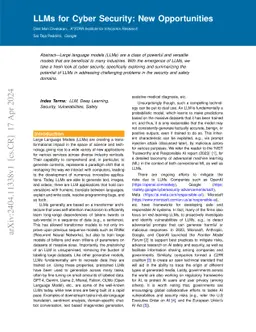 LLMs for Cyber Security: New Opportunities