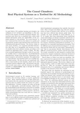 The Causal Chambers: Real Physical Systems as a Testbed for AI
  Methodology