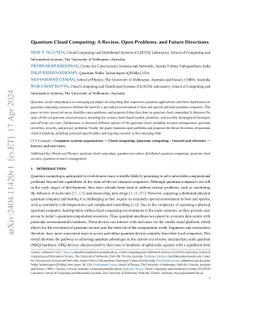 Quantum Cloud Computing: A Review, Open Problems, and Future Directions