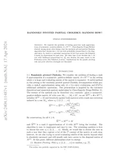 Randomly Pivoted Partial Cholesky: Random How?